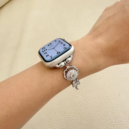 apple watch on a wrist with a decorative Fidget Ring