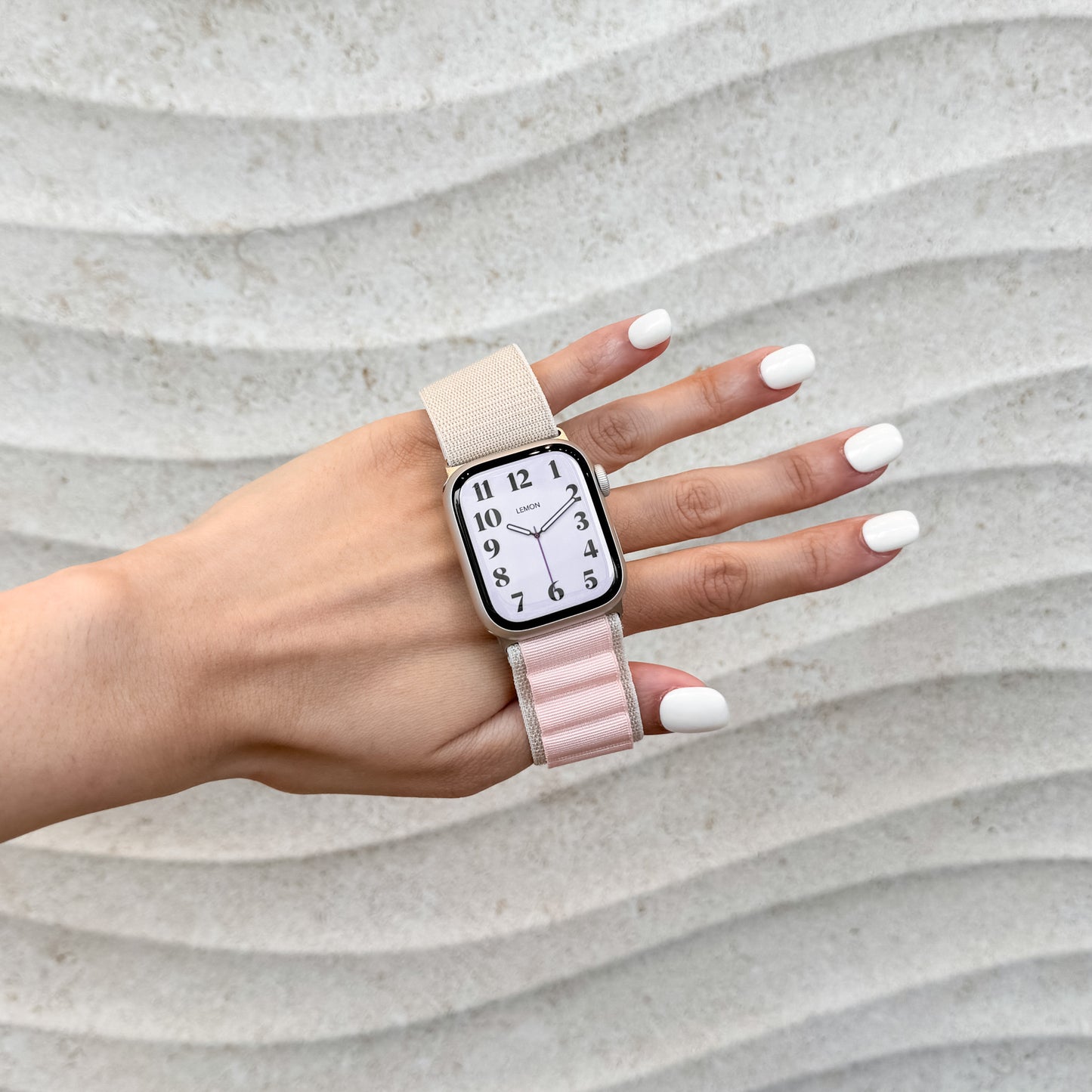 Mountain Nylon Apple Watch Band - Starlight & Light Pink