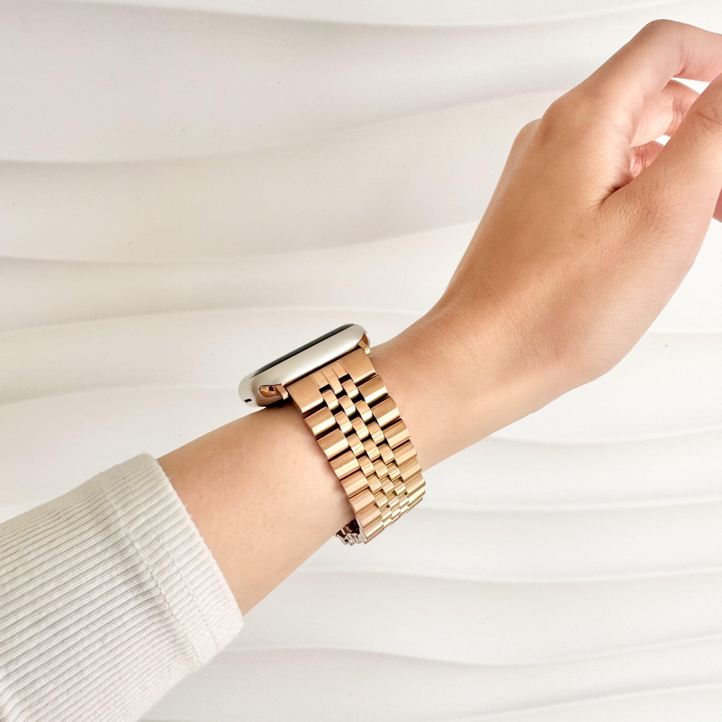 WOMEN SHOWCASE (St-Steel) Jubilee Apple Watch Strap - Rose Gold