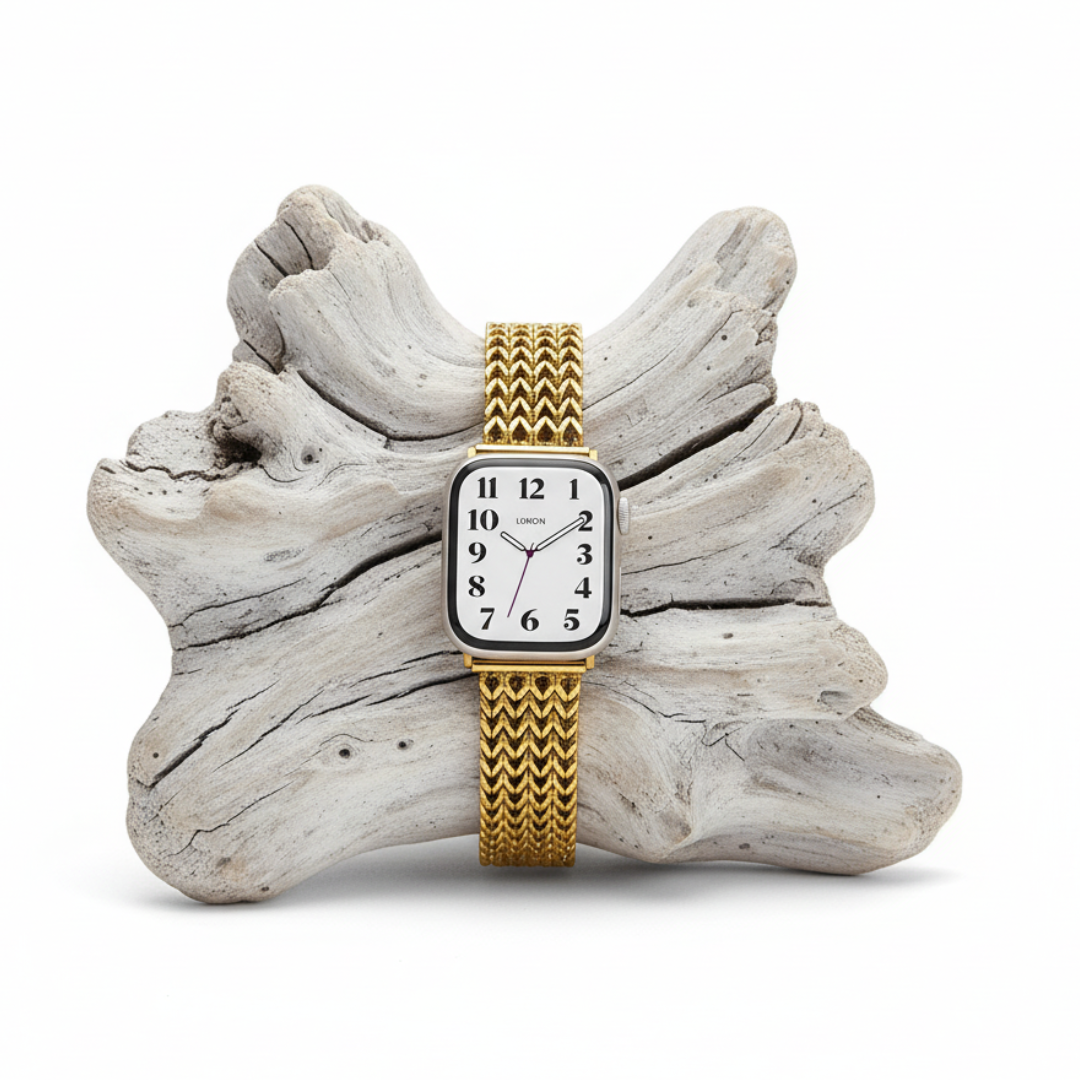 (St-Steel) インフィニティメッシュ Apple Watch ブレスレット - 18k ゴールドプレート