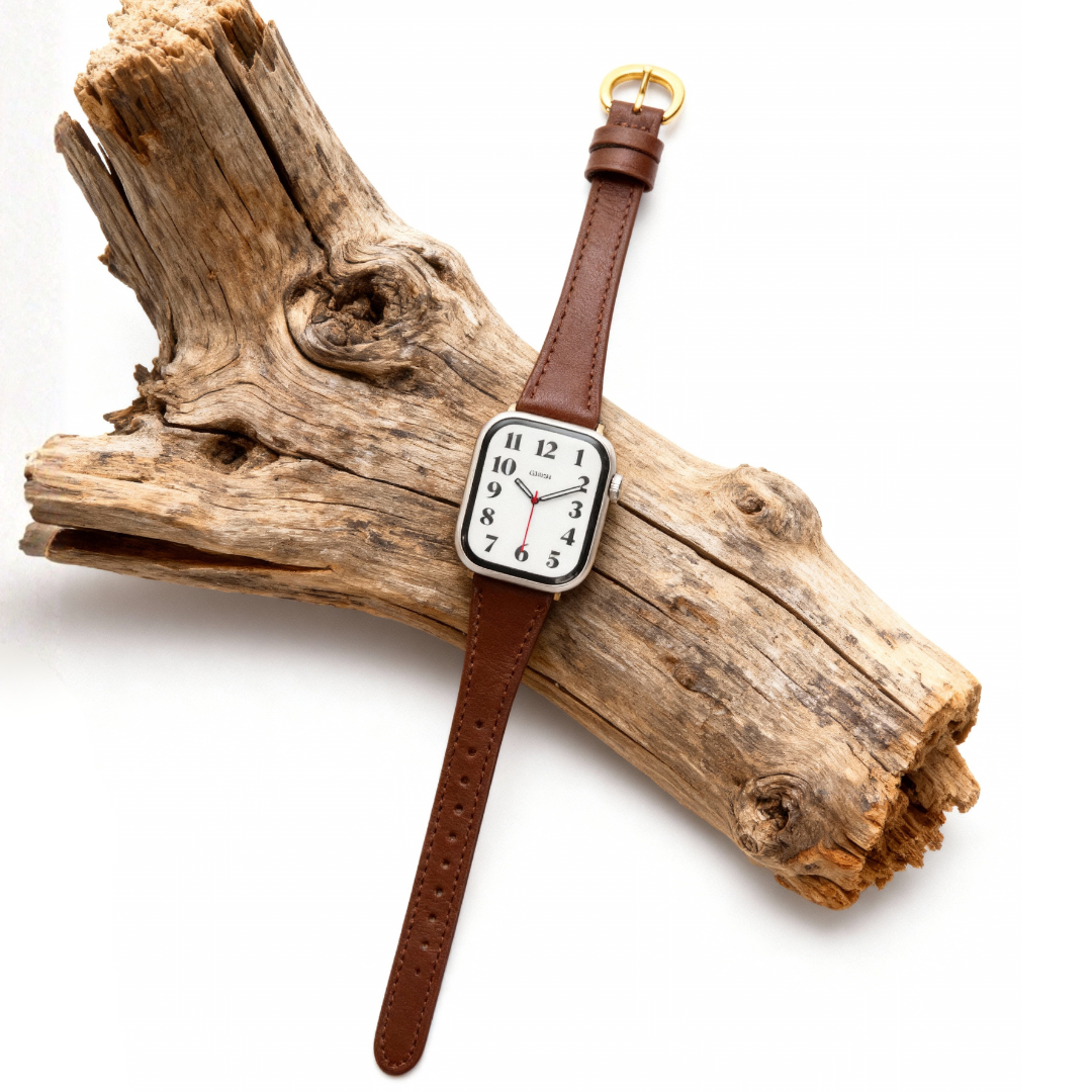 スリム ホースシュー レザー Apple Watch ストラップ - ブラウン