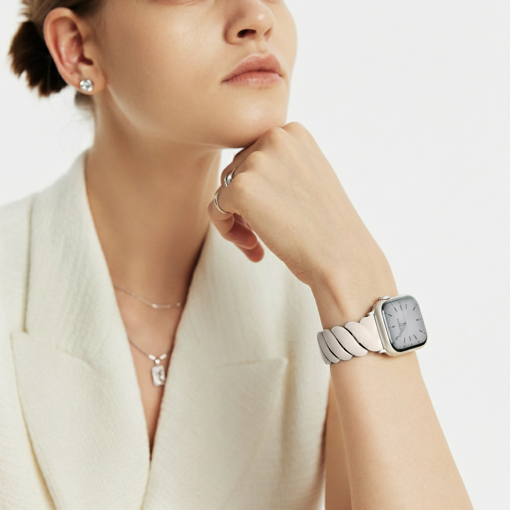 (St-Steel) Twist Glam Apple Watch Bracelet - Starlight