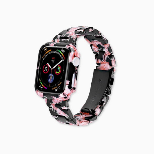 Polly Resin Apple Watch Band & Case Set - Black & Pink