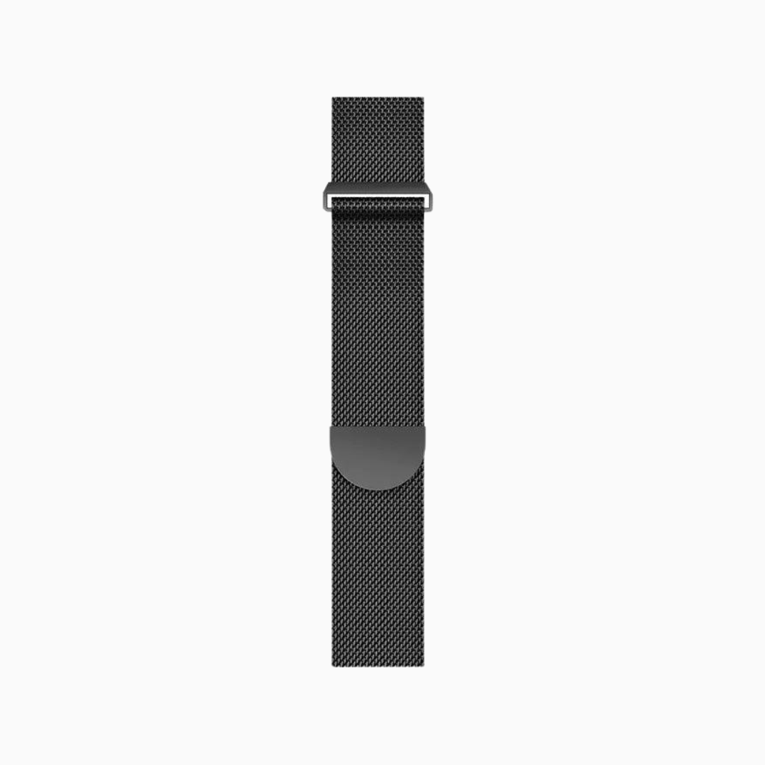 (St-Steel) Milanese Apple Watch Loop with Rounded Clasp - Black