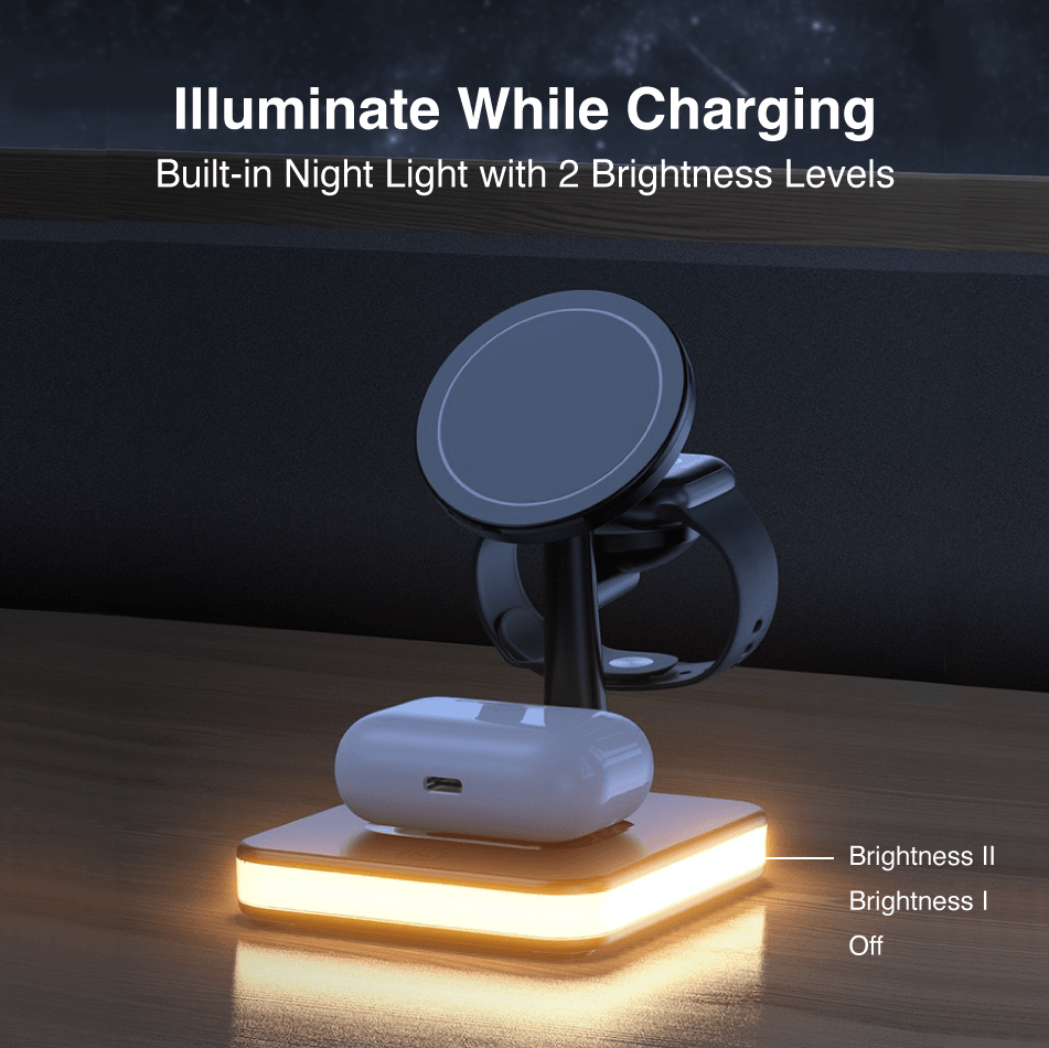 4-in-1 MagSafe Charging Station Dock with Night Light (2 Colors)