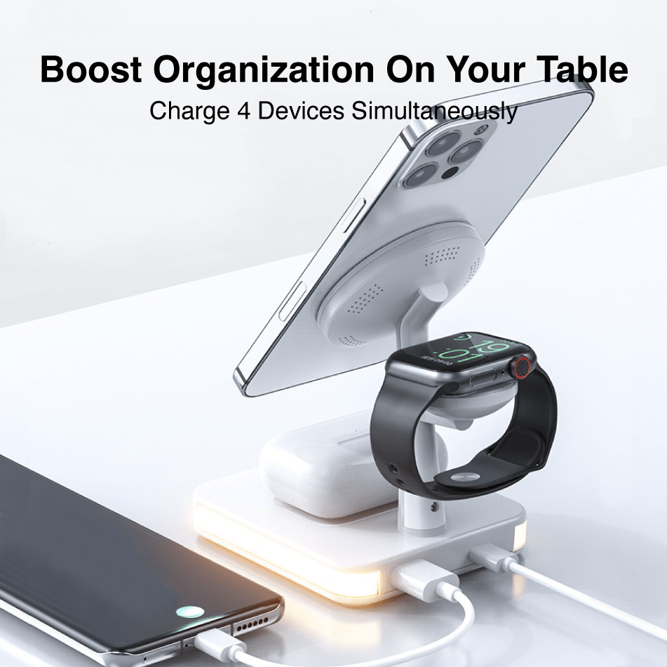 4-in-1 MagSafe Charging Station Dock with Night Light