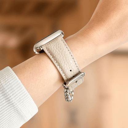 Chain Leather Apple Watch Band - Beige