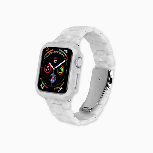 Polly Resin Apple Watch Band & Case Set - Clear Pearl White