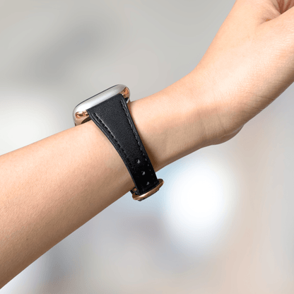 Slim Horseshoe Leather Apple Watch Band - Black