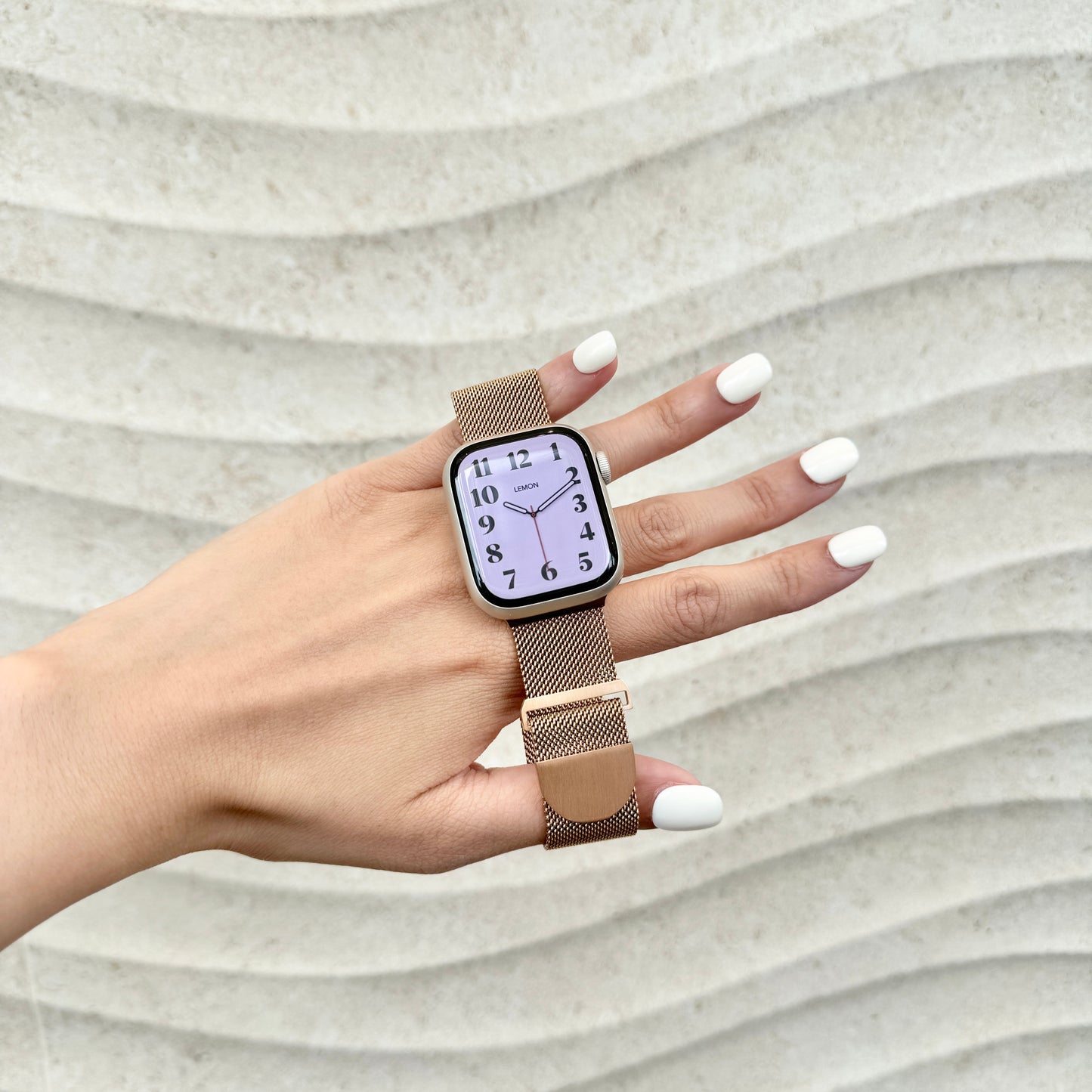 (St-Steel) Milanese Apple Watch Loop with Rounded Clasp - Rose Gold