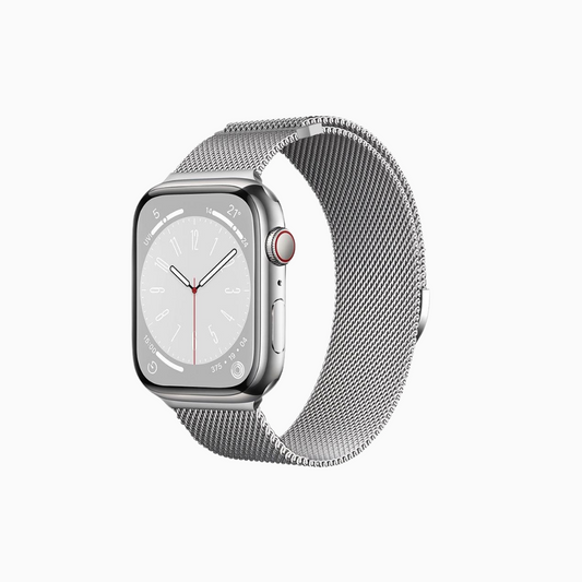 (St-Steel) Milanese Apple Watch Loop with Rounded Clasp - Silver