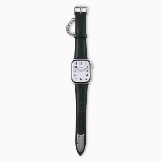 Chain Leather Apple Watch Band - Black