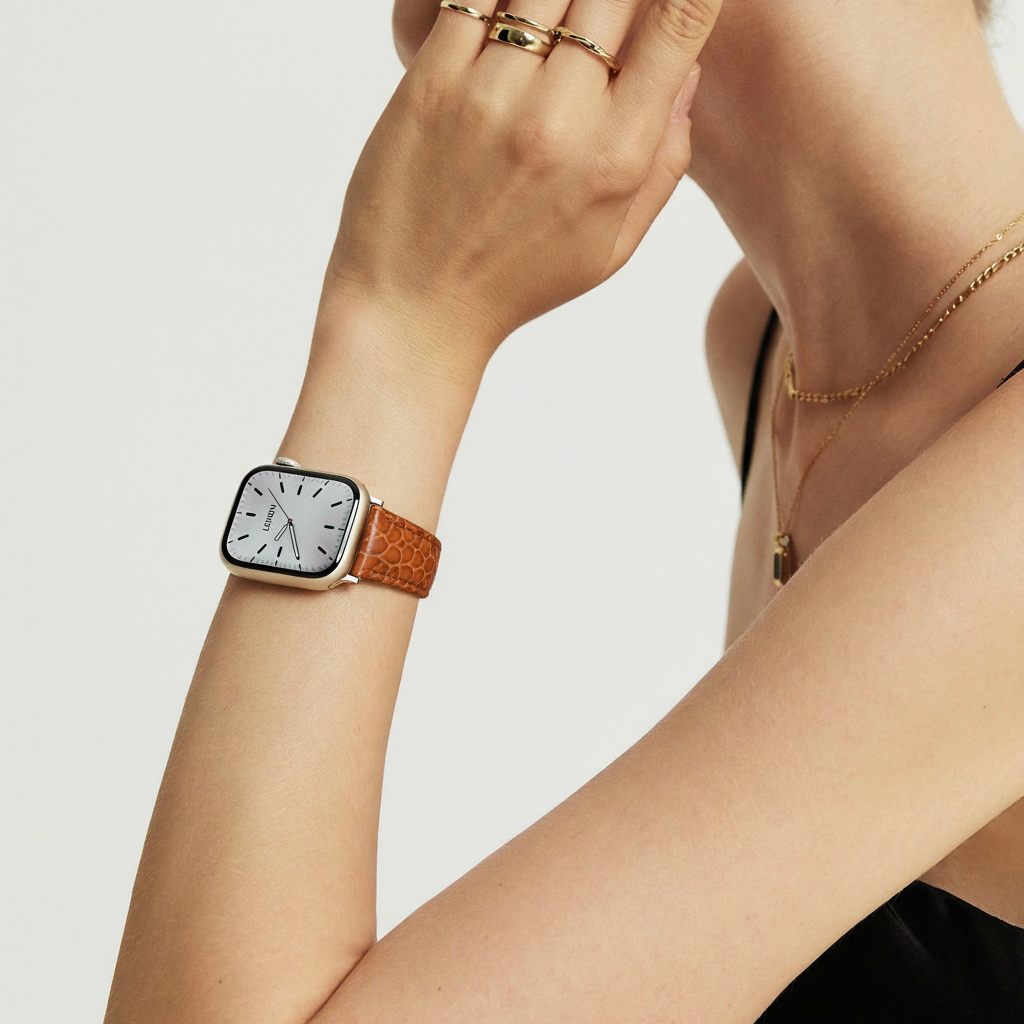 AlligatorLeatherAppleWatchStrap-Brown