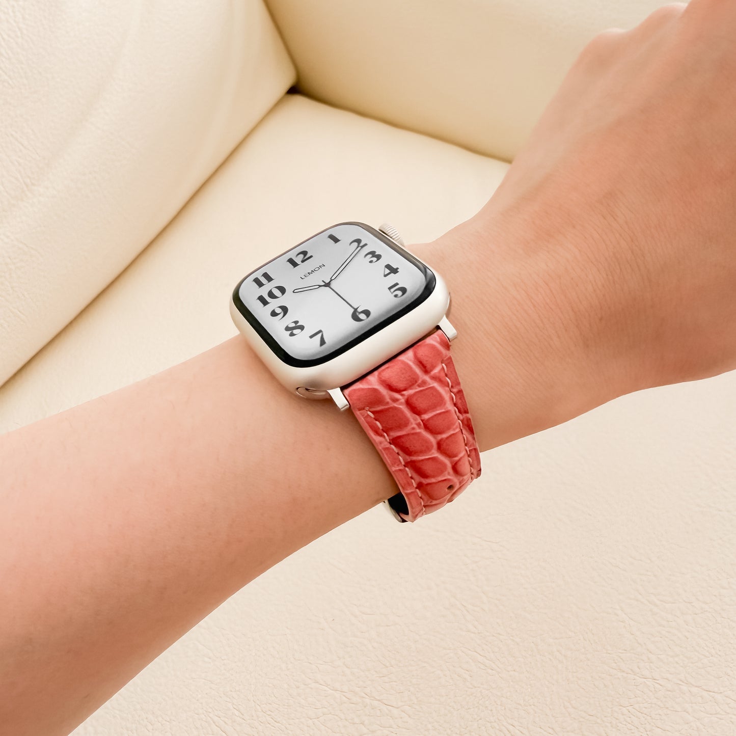 Alligator Leather Apple Watch Strap - Pink 43223