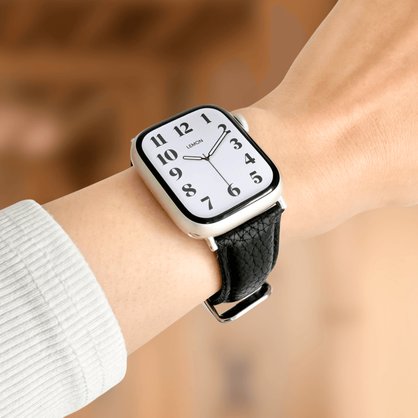 Chain Leather Apple Watch Strap - Black1