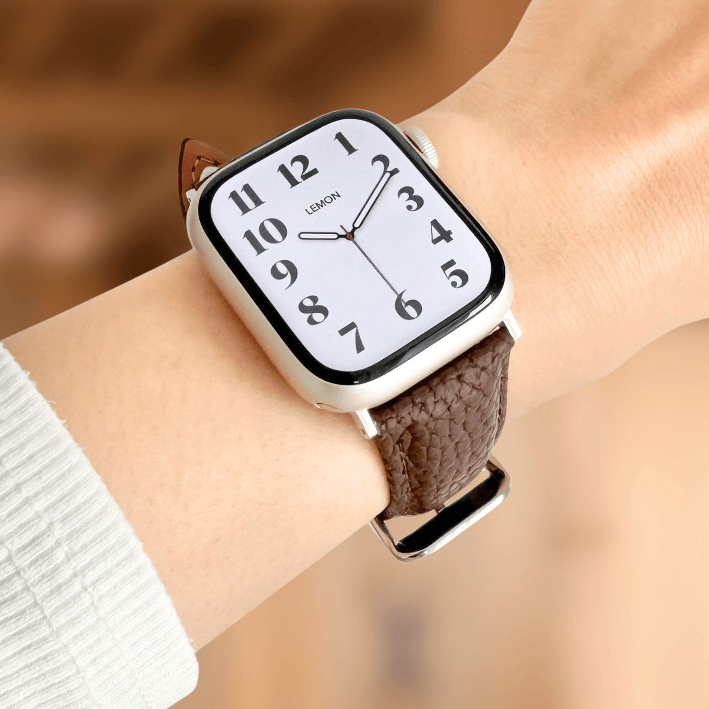 Chain Leather Apple Watch Strap - Brown