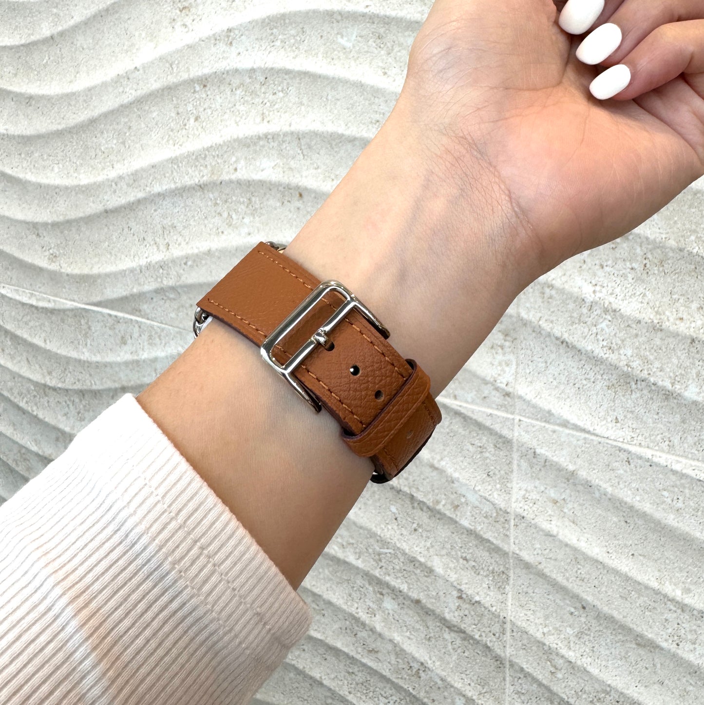 Florence Textured Leather Apple Watch Band - Brown