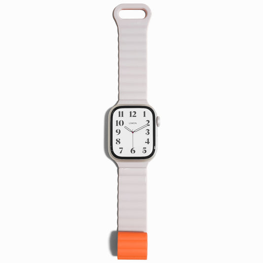 Snap Rubber Apple Watch Band - Starlight & Orange