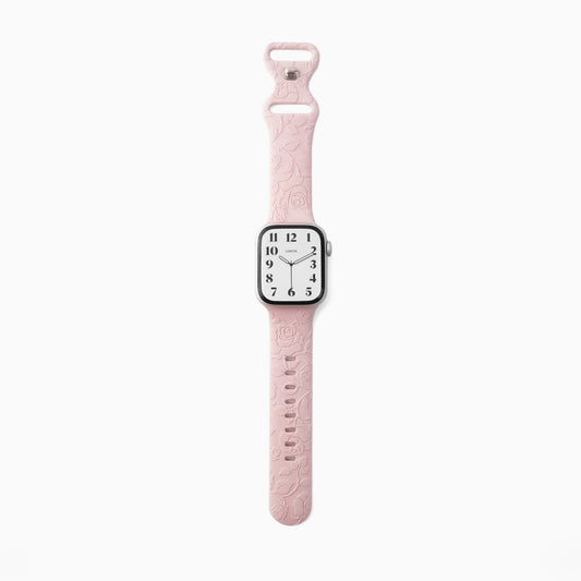 Rose Garden Rubber Apple Watch Band - Pink