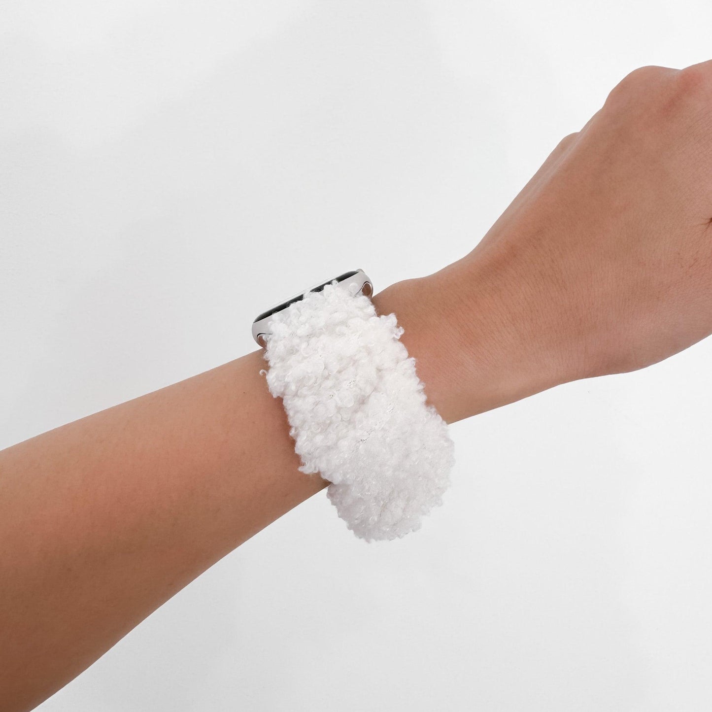 Teddy Scrunchie Apple Watch Band - White