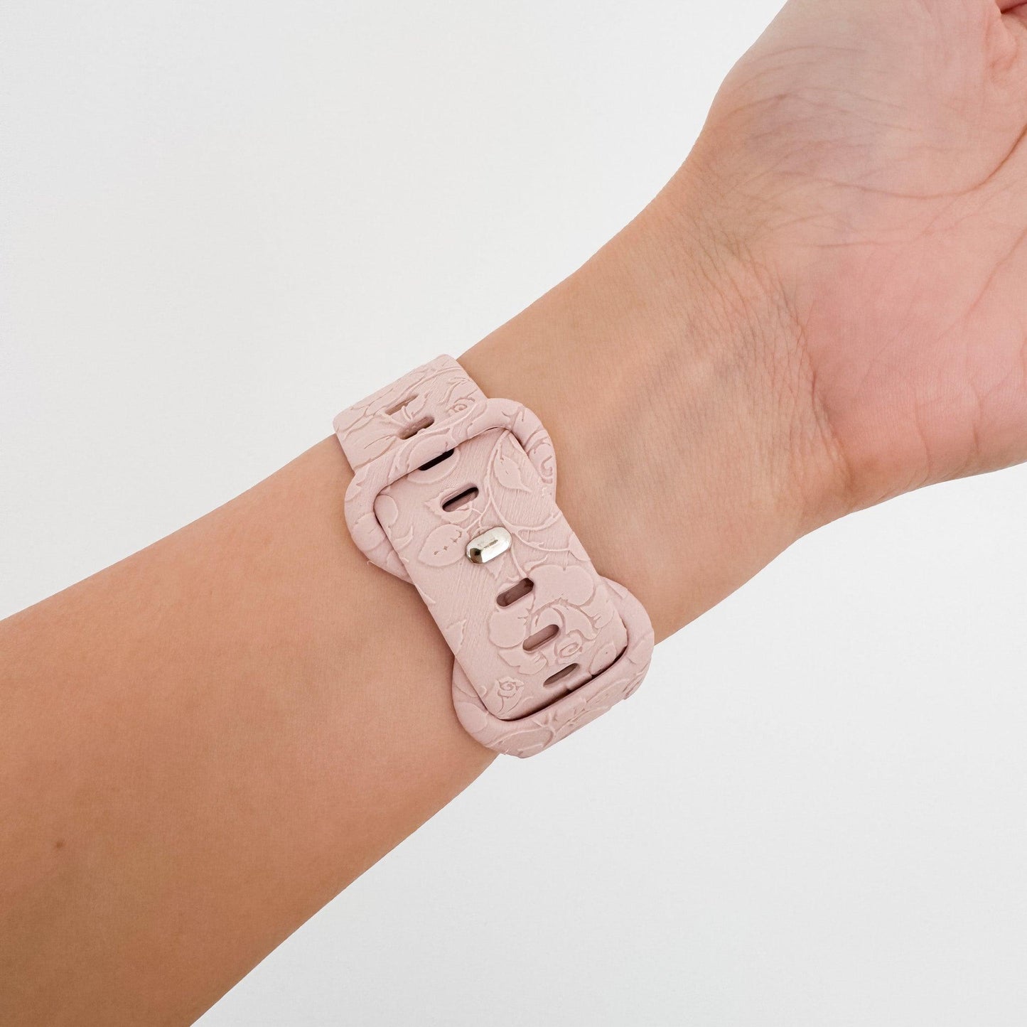 Rose Garden Rubber Apple Watch Band - Pink