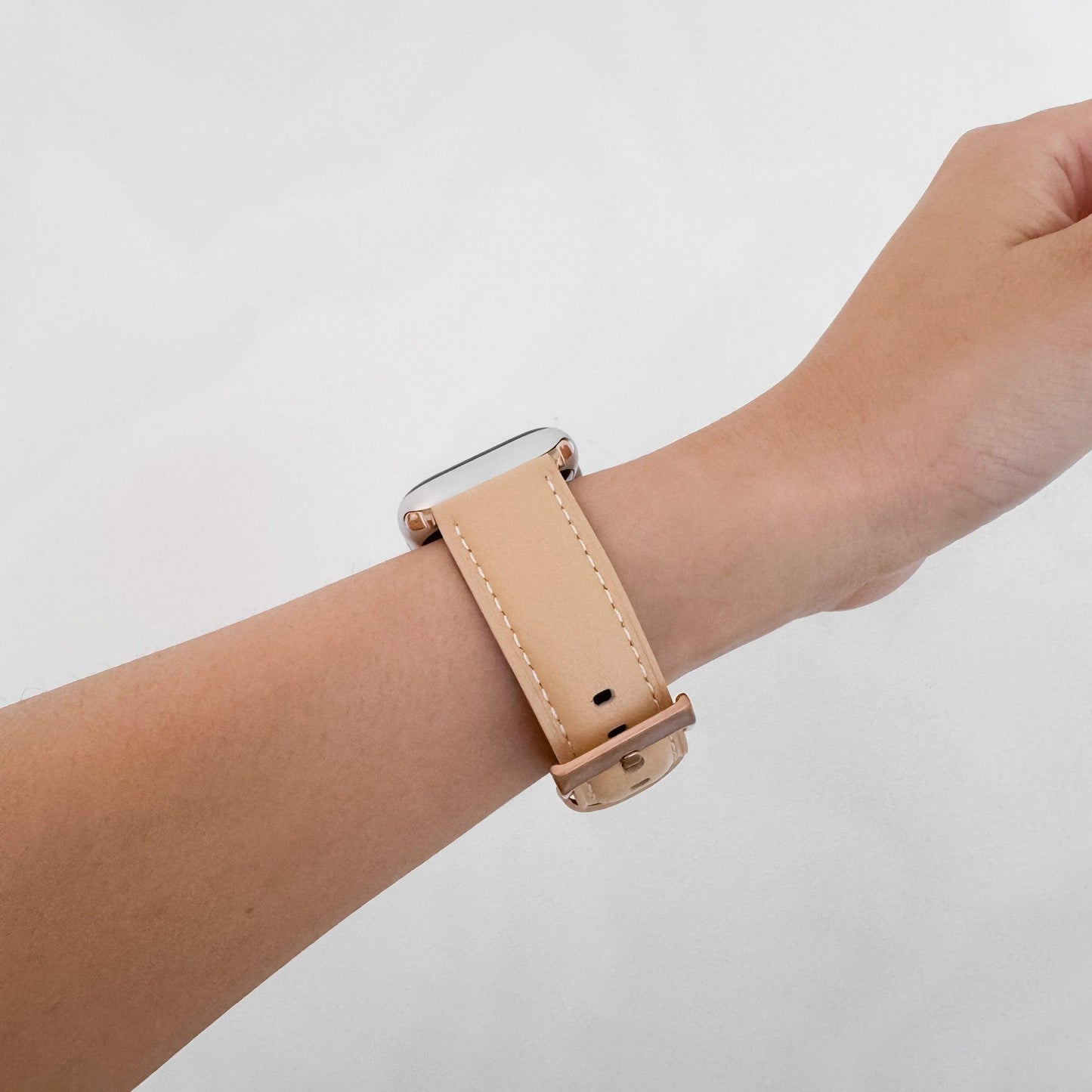 Candy Colored Leather Apple Watch Band - Sand Beige