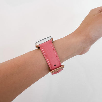 Candy Colored Leather Apple Watch Band - Vibrant Rose