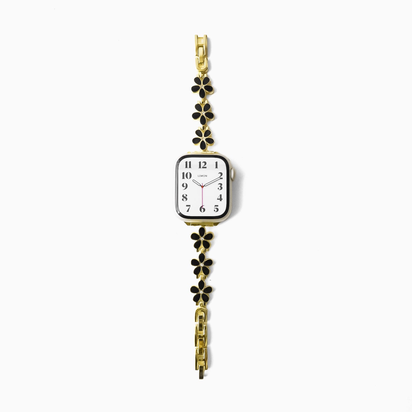 gold APPLE watch bracelet with floral design 2