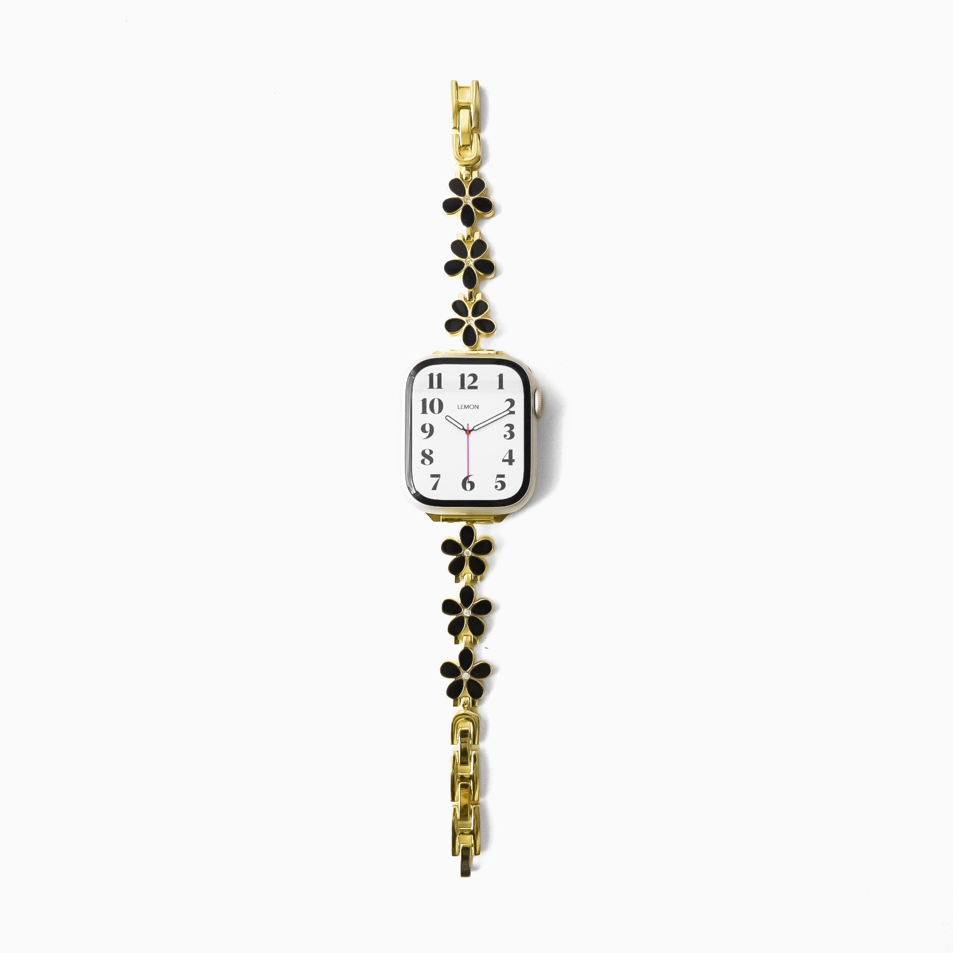 gold APPLE watch bracelet with floral design 2