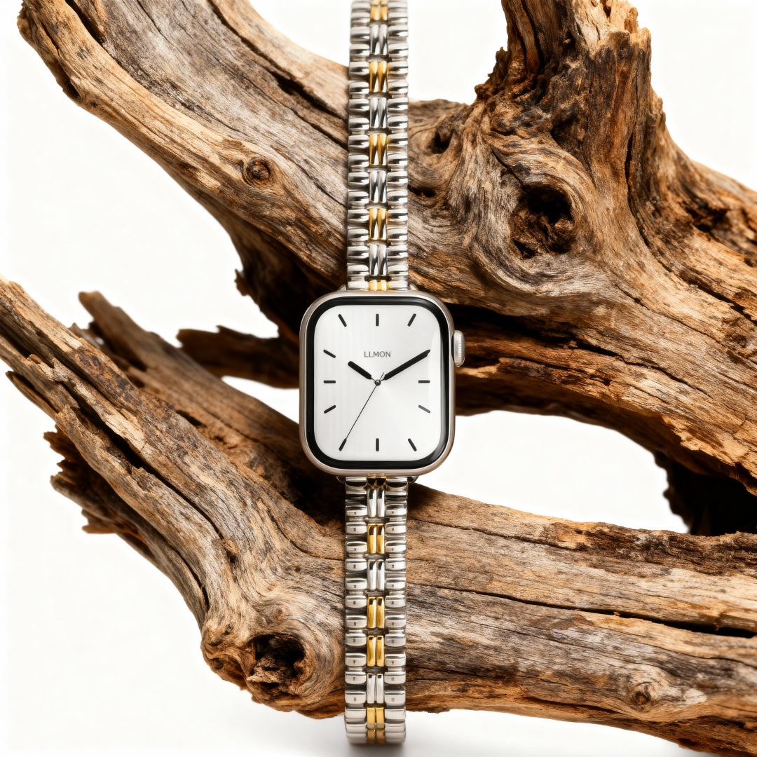 (St-Steel) フラワーウォール アップルウォッチ ブレスレット - ツートン