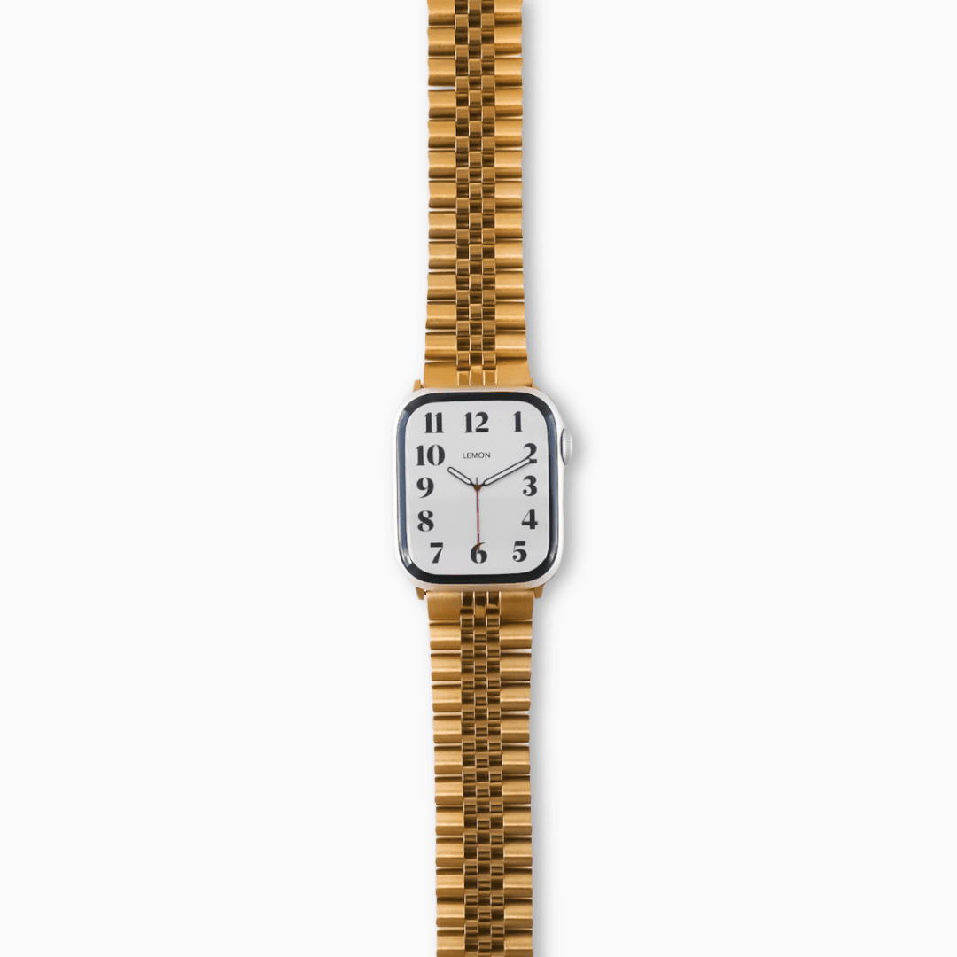 (St-Steel) Jubilee Apple Watch Strap - Gold 4