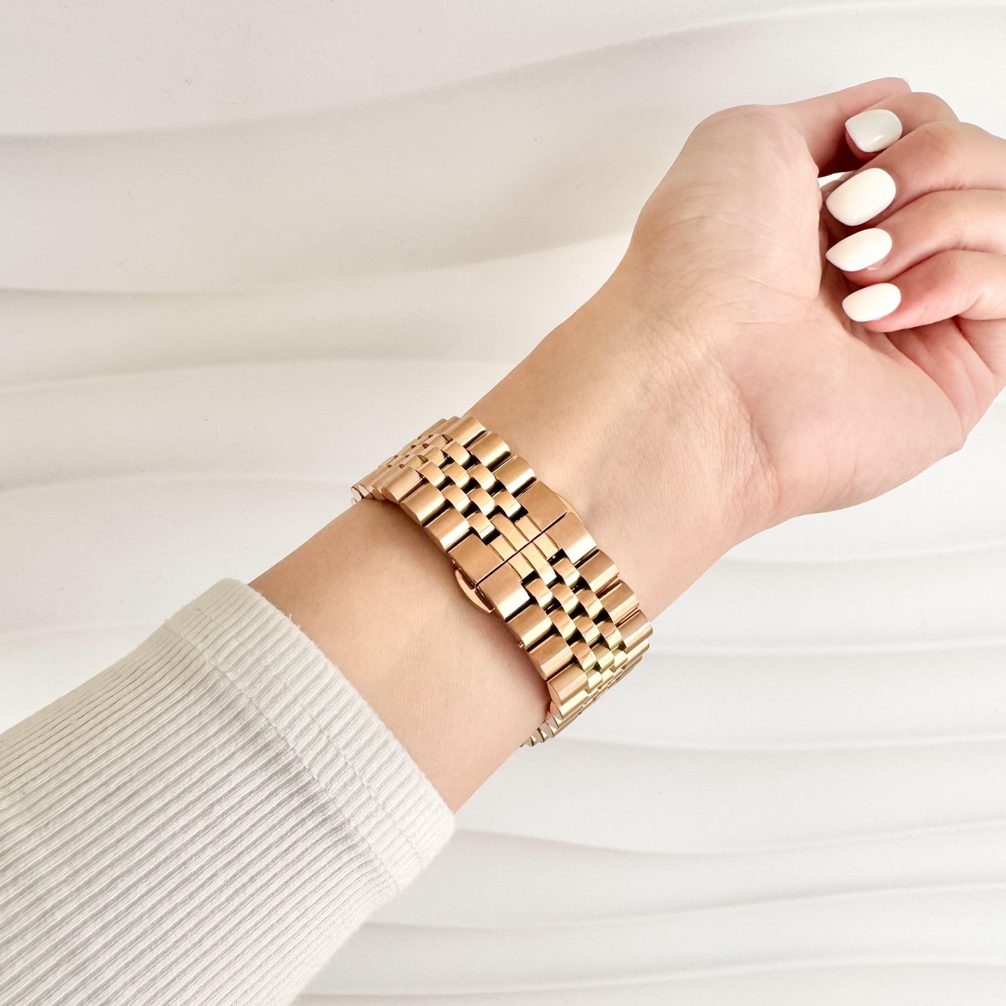 (St-Steel) Jubilee Apple Watch Strap - Rose Gold