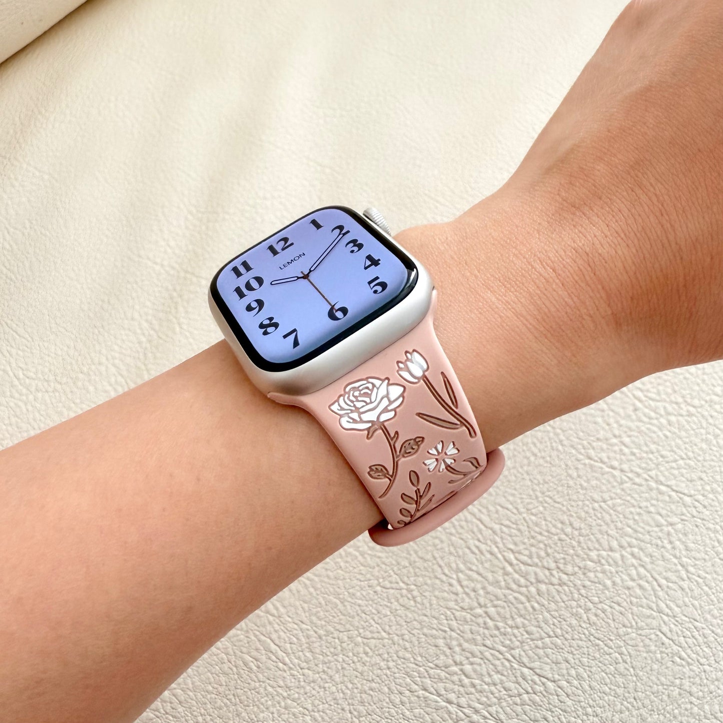 Wildflower Silicone Apple Watch Band - Pink