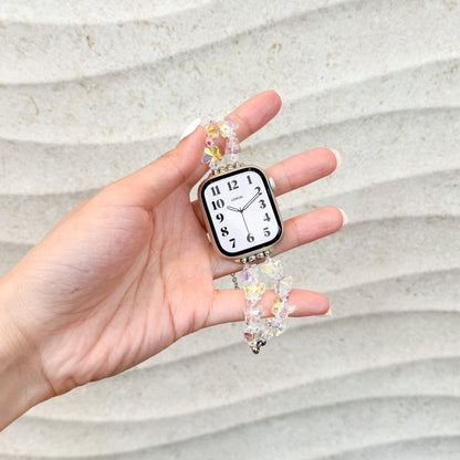 Beaded Butterfly Apple Watch Bracelet - White