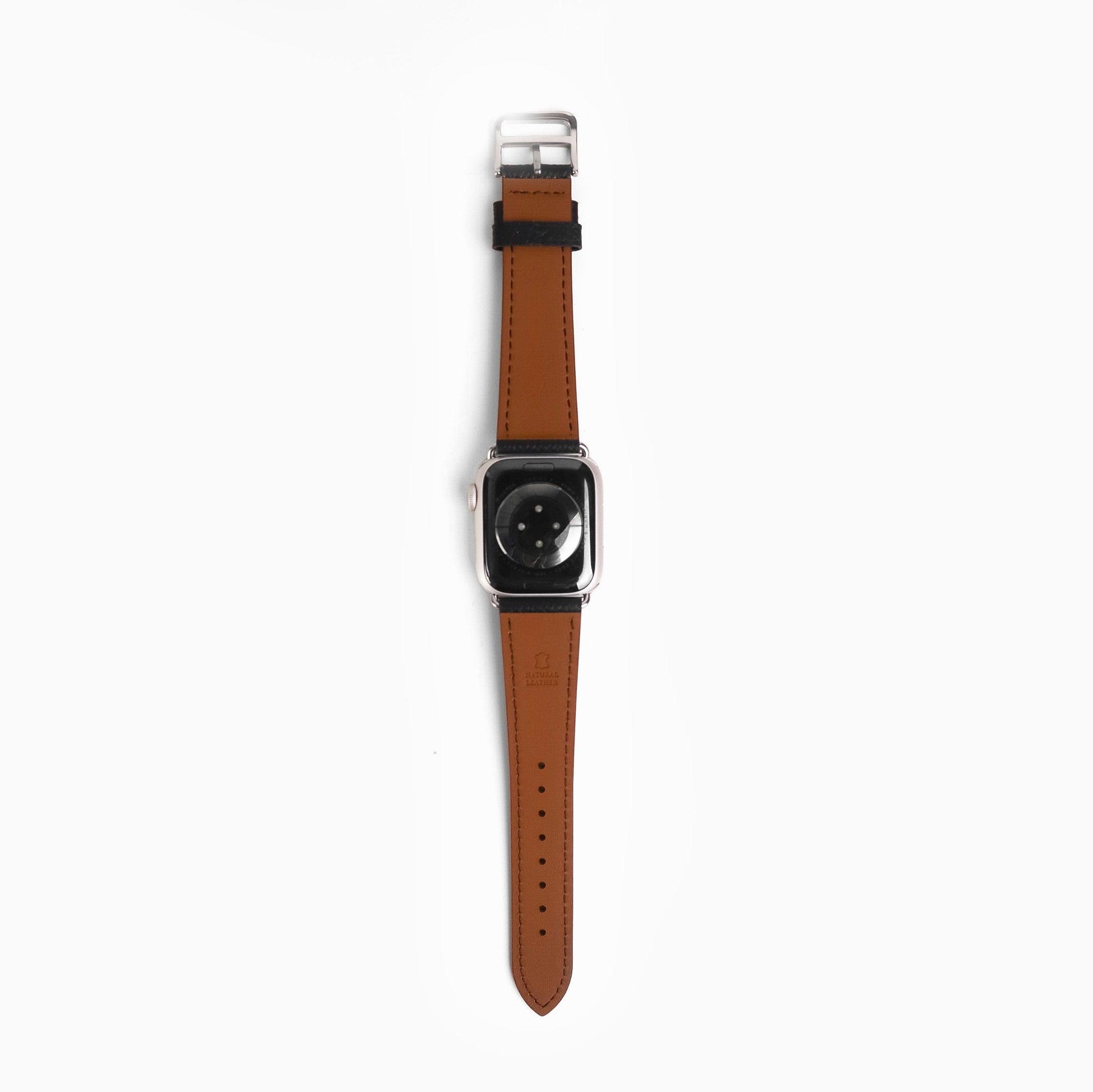 Florence Textured Leather Apple Watch Band - Black