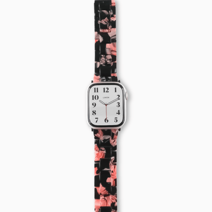 Polly Resin Apple Watch Band - Black & Rose