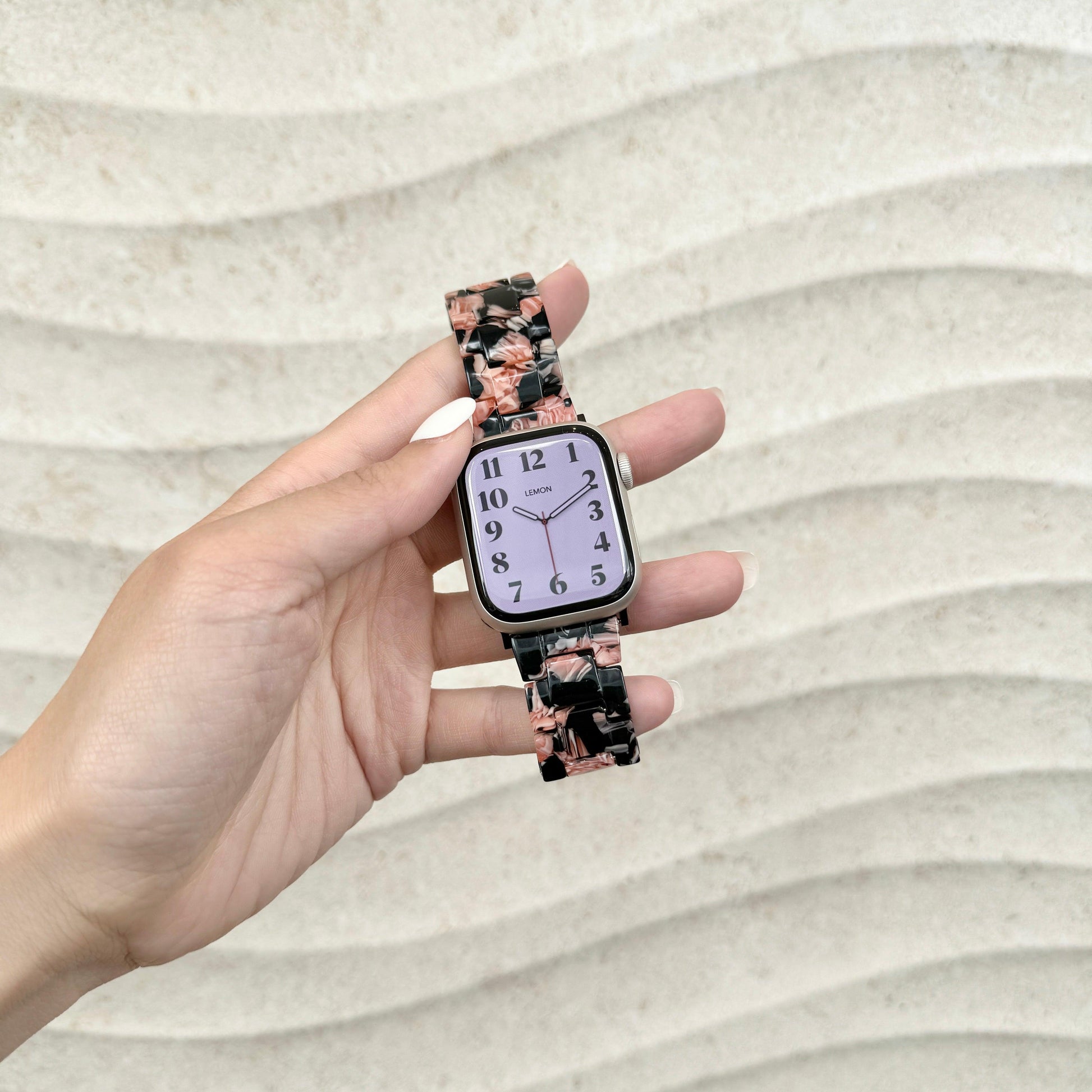 Polly Resin Apple Watch Band - Black & Rose