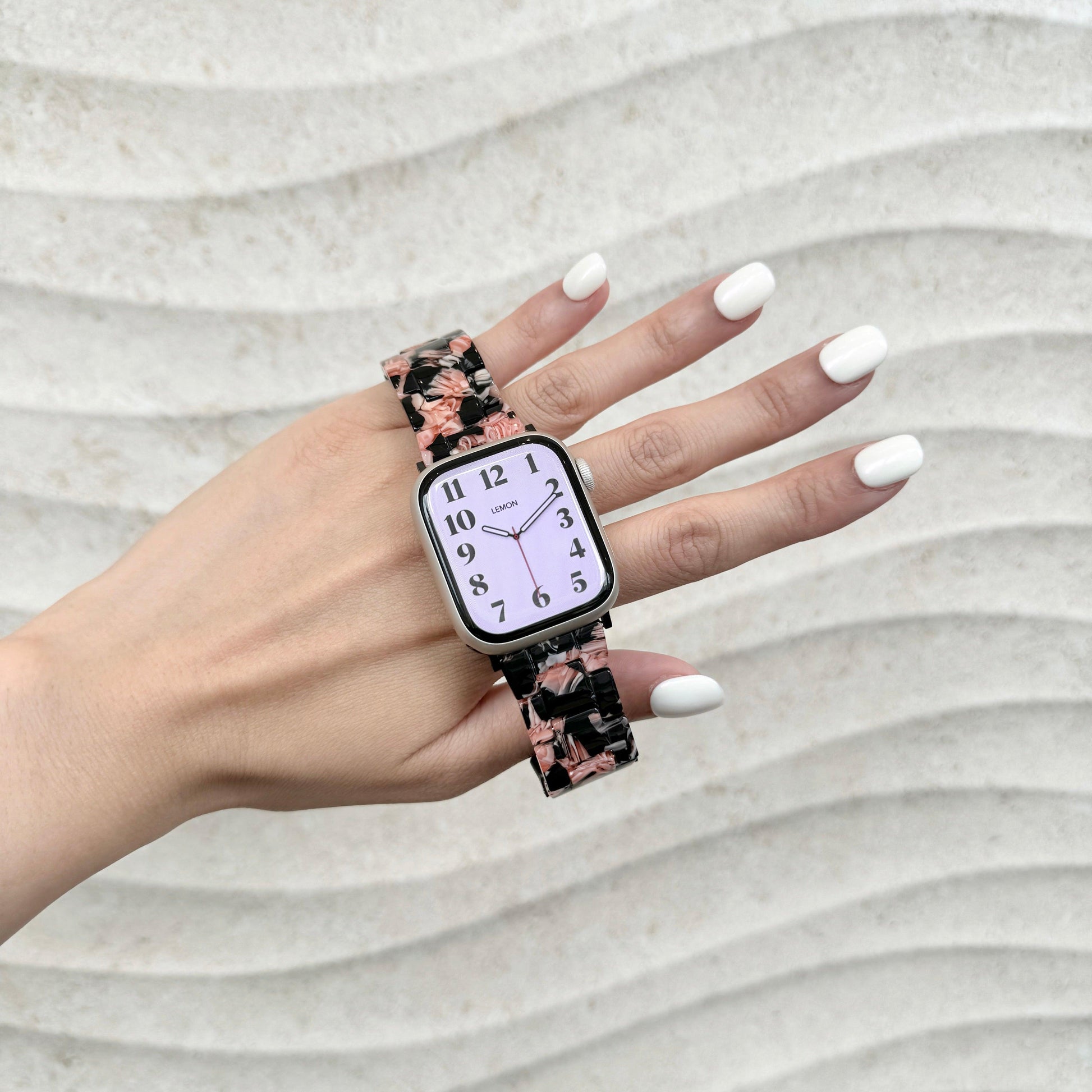 Polly Resin Apple Watch Band - Black & Rose
