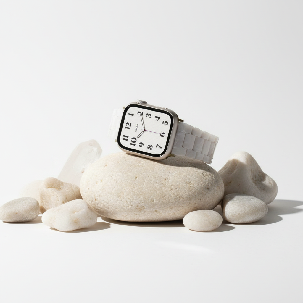 Polly Resin Apple Watch Band - Clear Pearl White