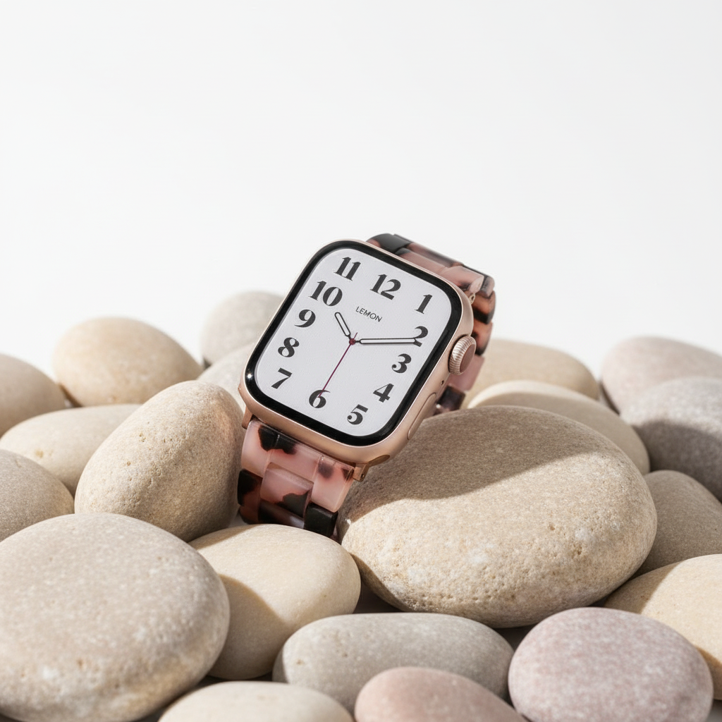 ポリー樹脂アップルウォッチバンド - ピンクトータスシェル