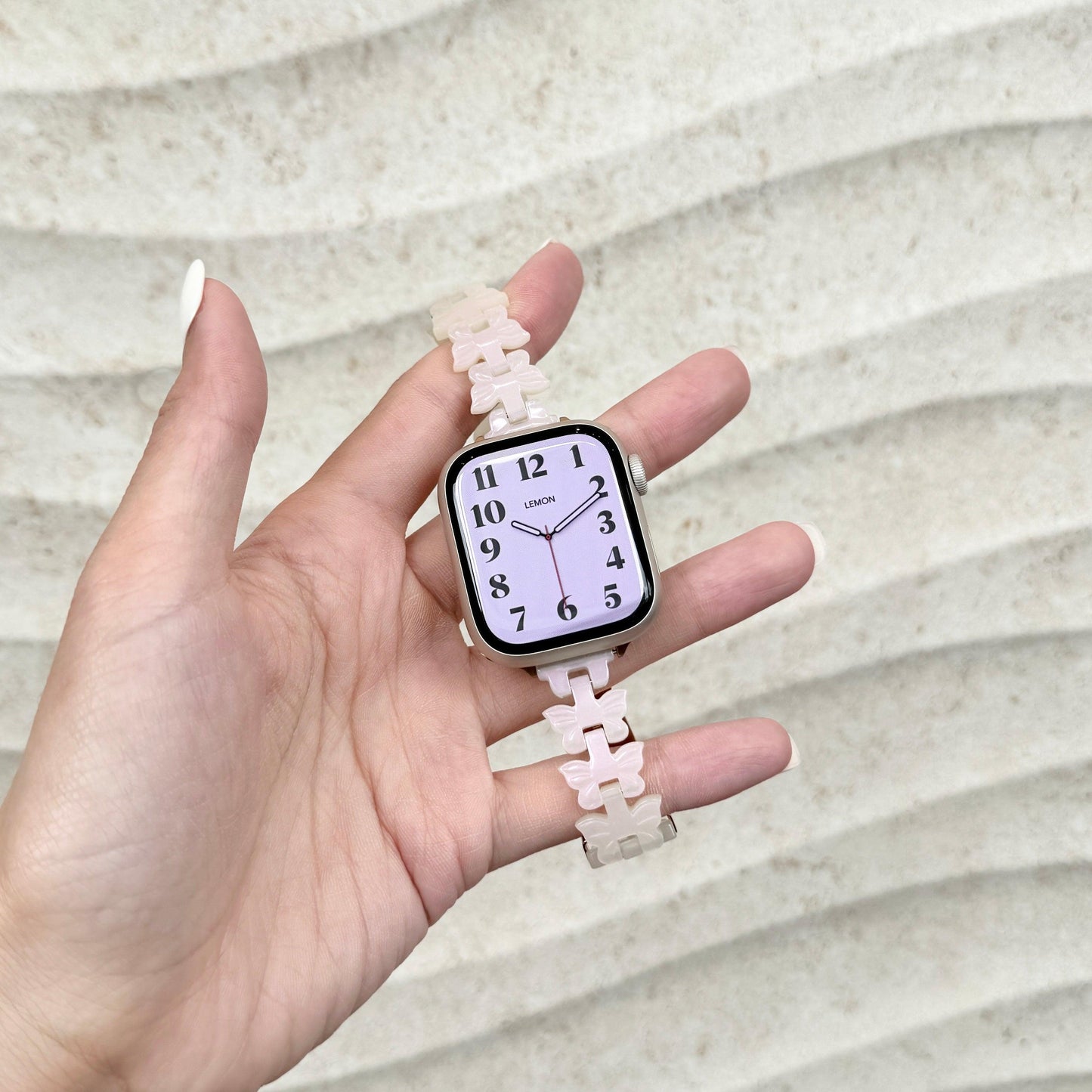Resin Butterfly Apple Watch Band - Creamy Pink