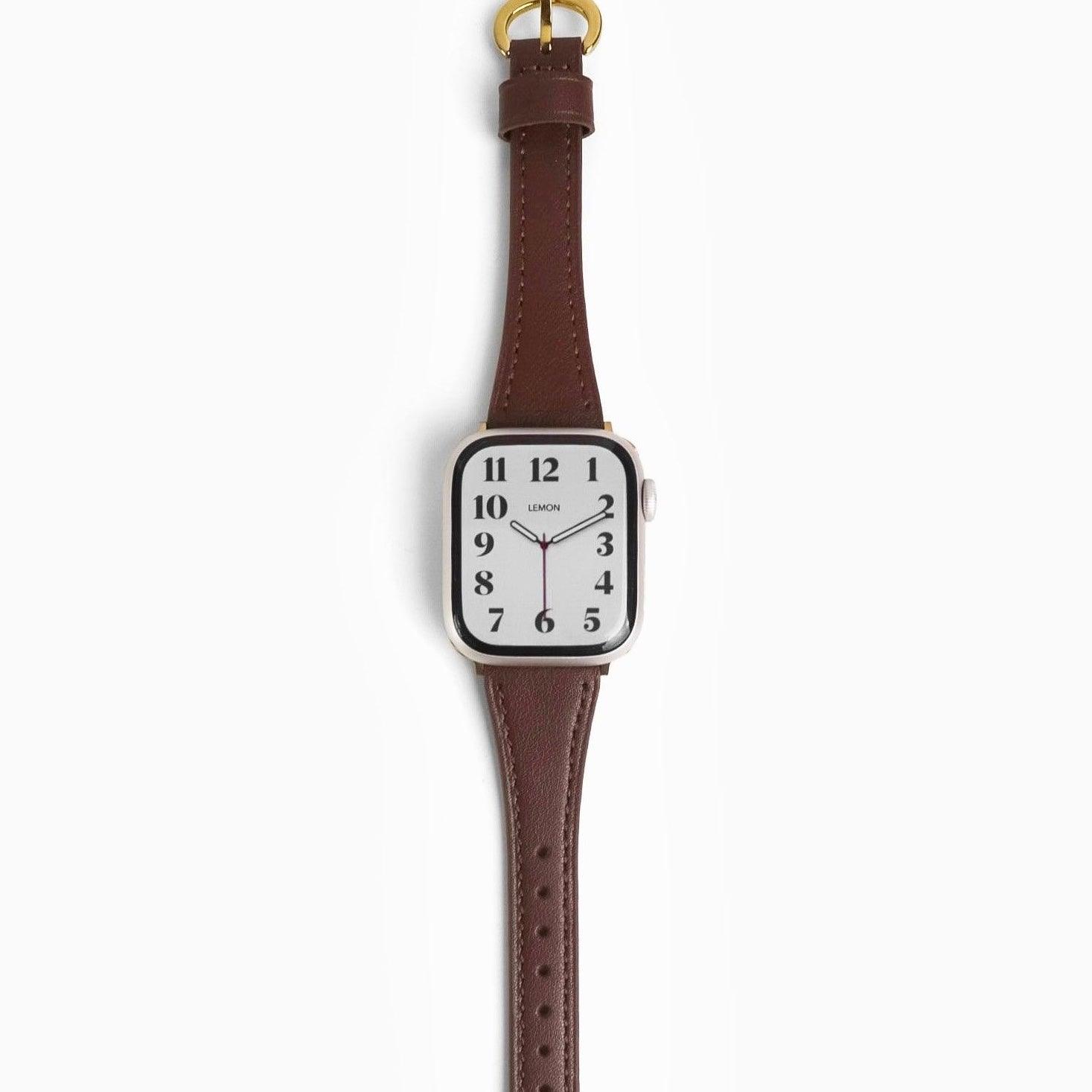 Slim Horseshoe Leather Apple Watch Band - Brown
