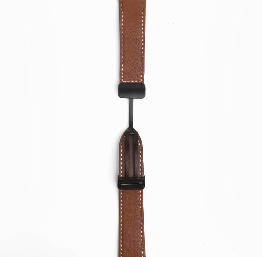 Snap Lock Leather Apple Watch Band - Brown
