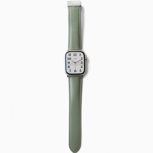 Snap Lock Leather Apple Watch Band - Green