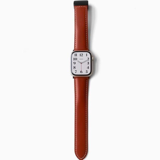 Snap Lock Leather Apple Watch Band - Light Brown