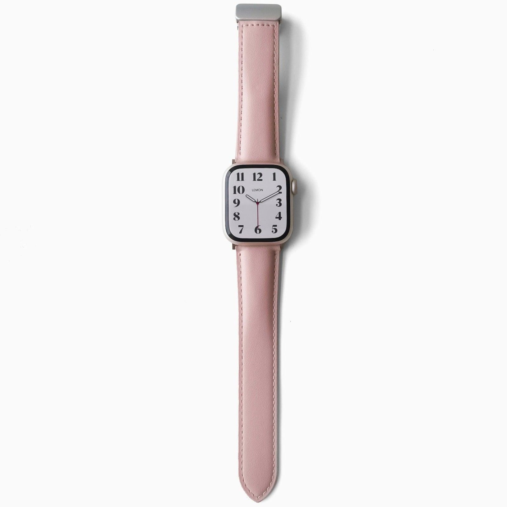 Snap Lock Leather Apple Watch Band - Pink