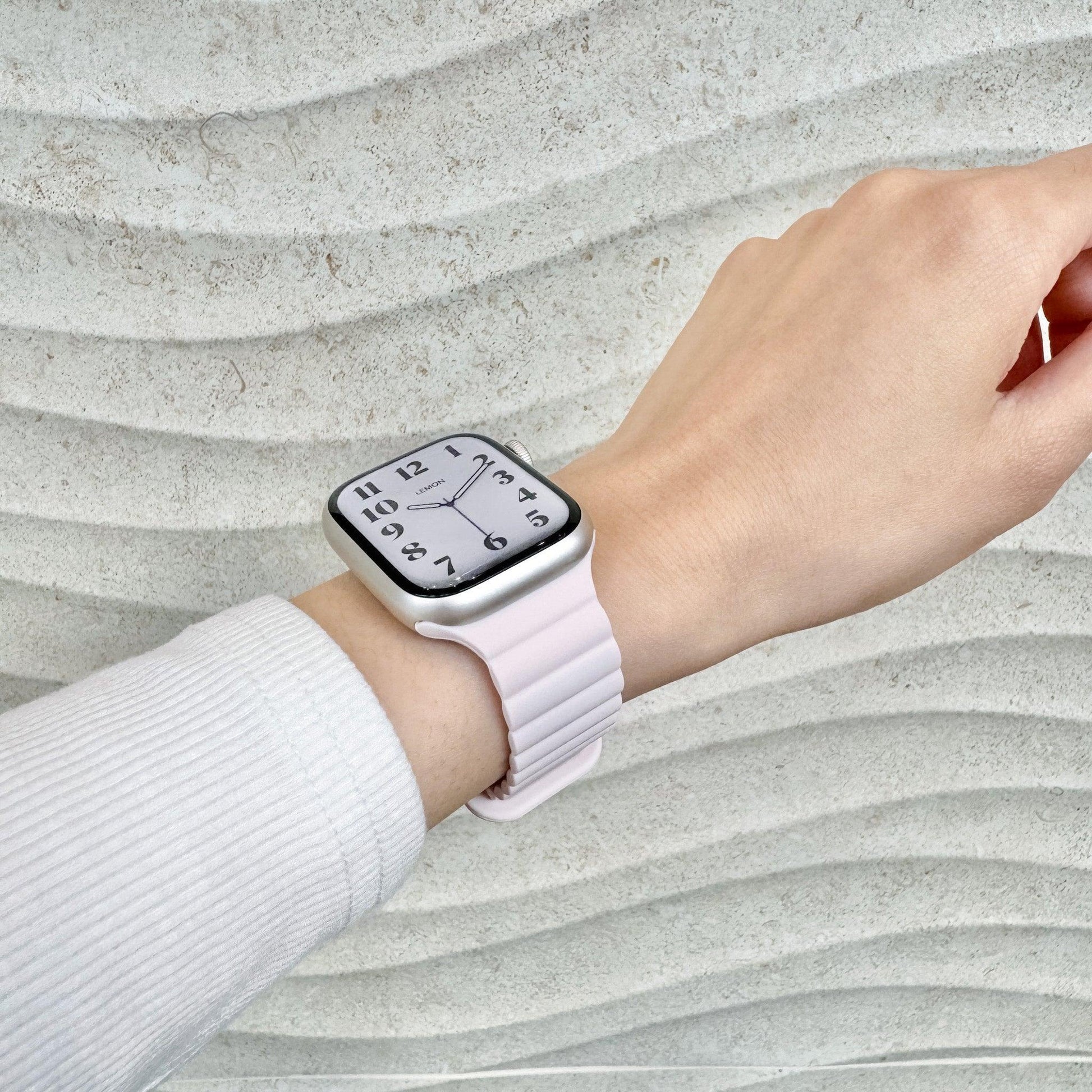 Magnetic Snap Rubber Apple Watch Band - Light Pink – Lemon Straps
