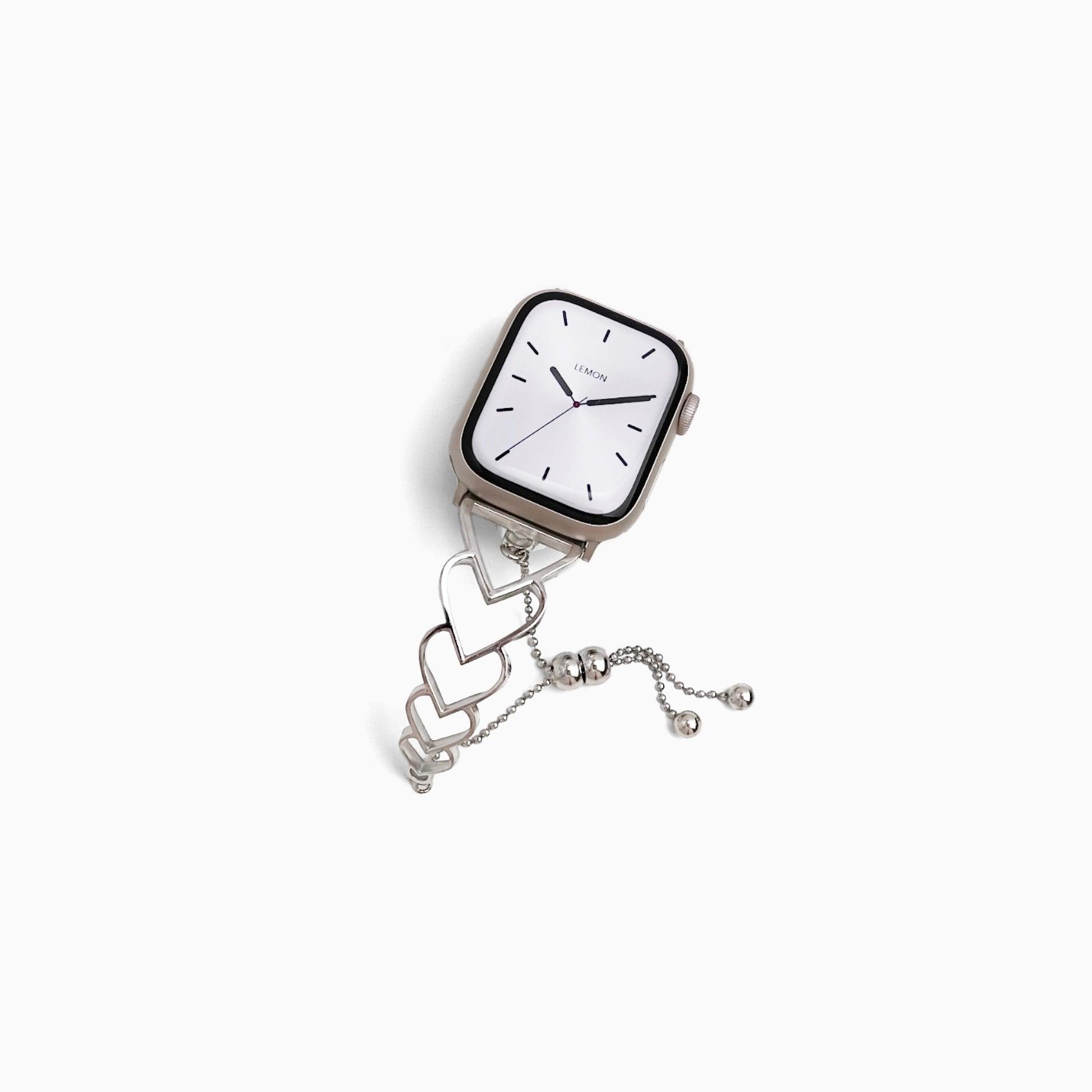 (St-Steel) Heart Chain Apple Watch Bracelet - Silver