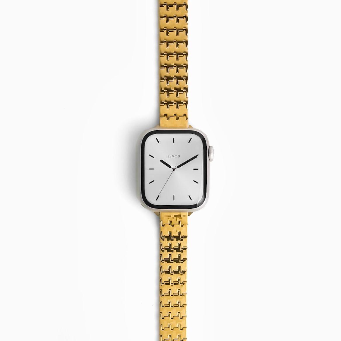 (St-Steel) Houndstooth Apple Watch Band - Gold