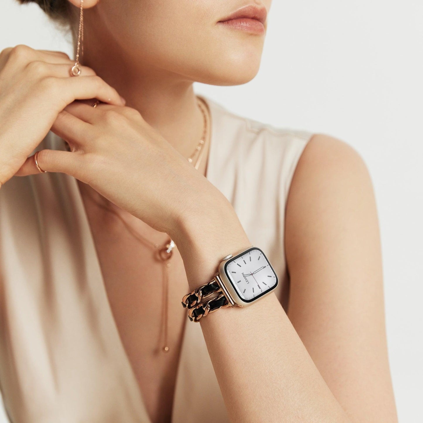 (St-Steel) Paris Night Apple Watch Bracelet - 18k Rose Gold Plated
